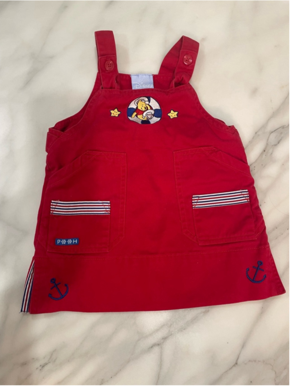 Vintage Disney Baby Winnie the Pooh Piglet Jumper Overall Dress 6 12 month
